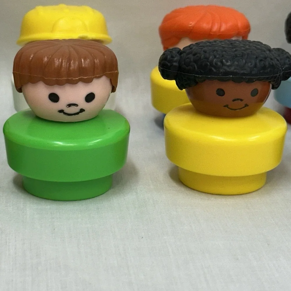 Lot Of 10 Fisher Price Chunky Little People 1990's Engineer, Dog Clown Construct